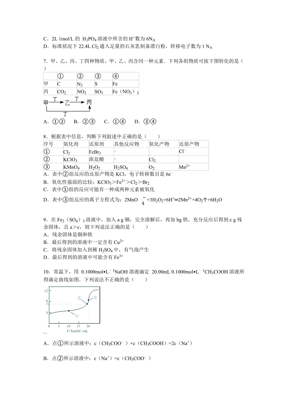 湖南省2015-2016学年高三上学期第二次月考化学试卷 含解析_第2页