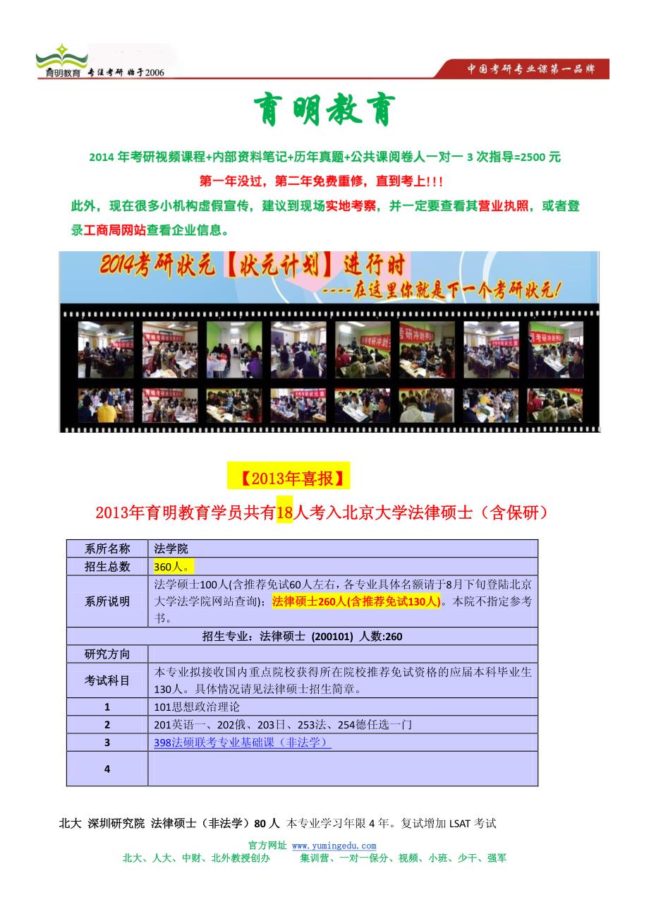 2014年北京大学法硕专业研究生奖学金有多少名额_第1页