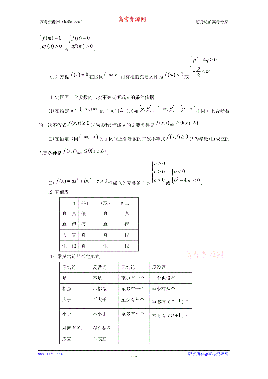 2010届高三高考数学复习公式及推论总结大全一_第3页