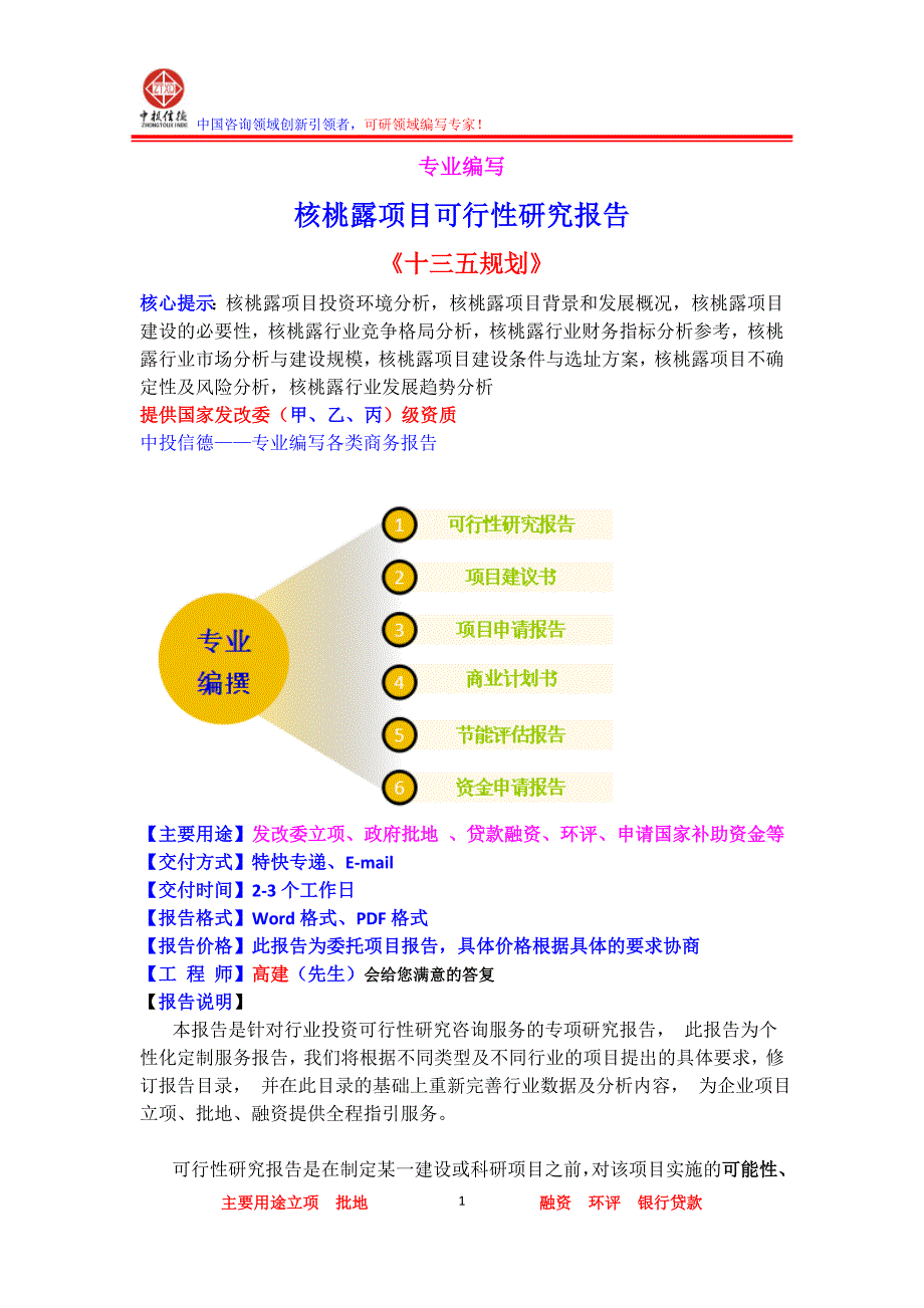 核桃露项目可行性研究报告_第1页