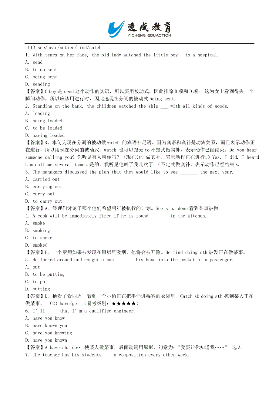 2014年成人本科学位英语试题--感官动词_第1页