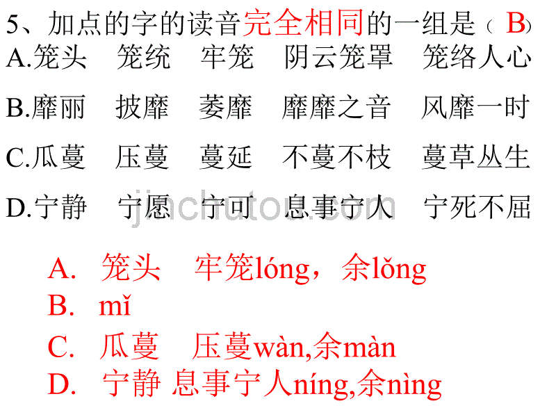 加点的字的读音完全相同的一组(_第5页