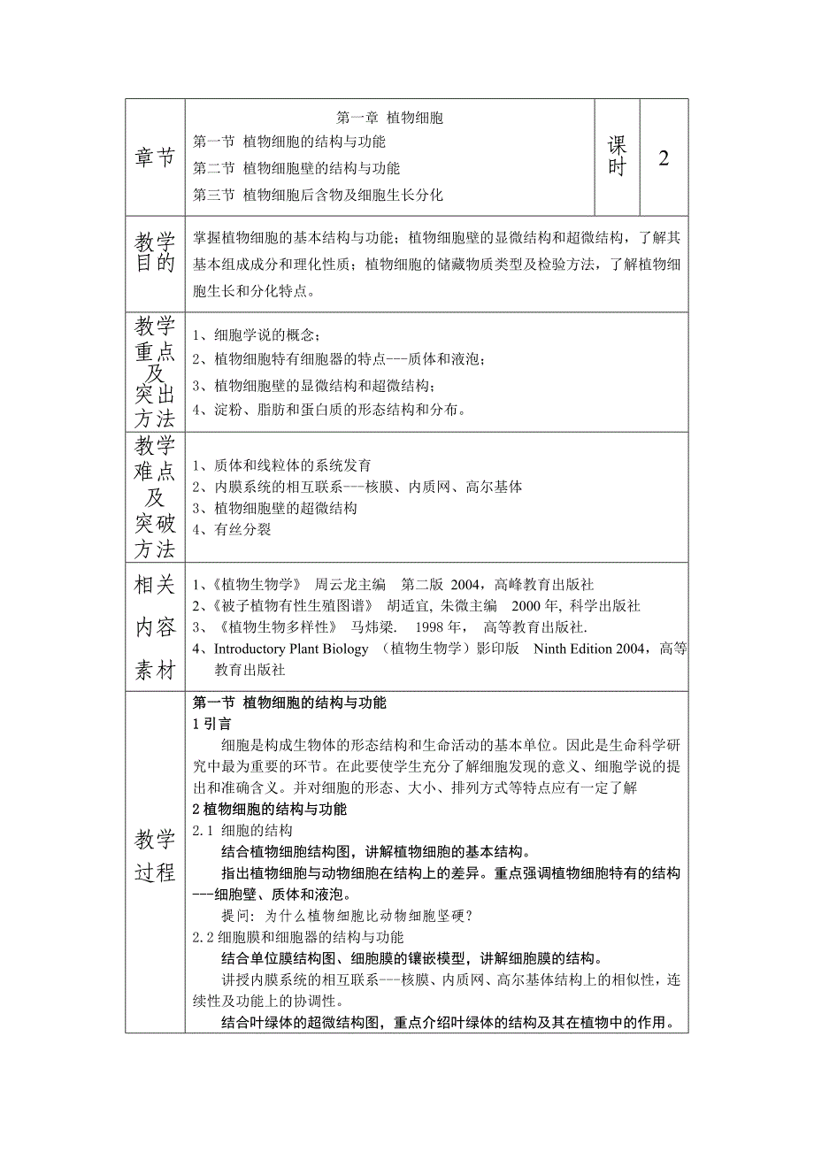 （新编）植物生物学教案(生物技术)_第2页