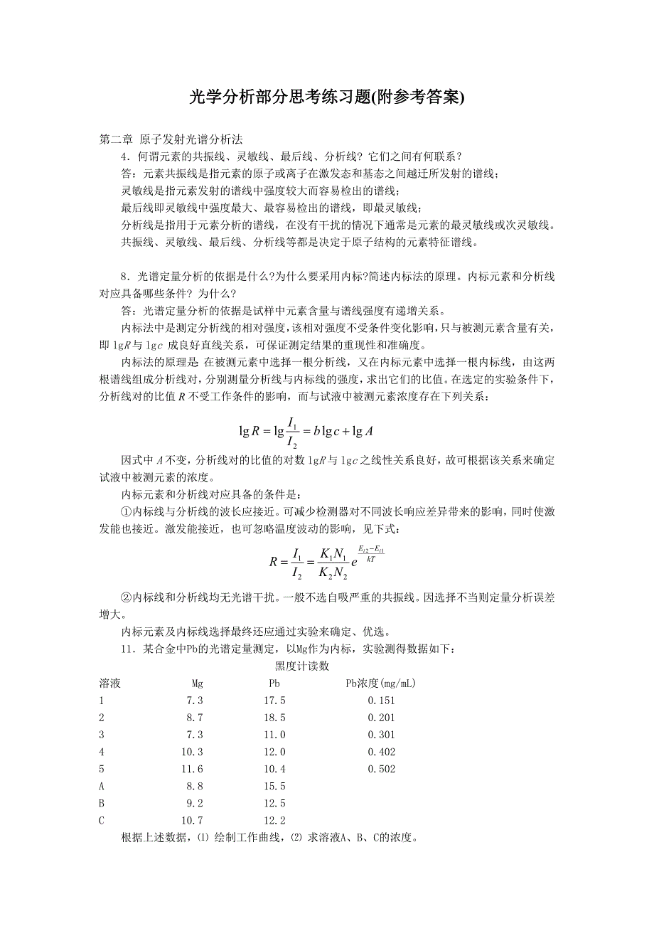 光学分析思考练习题_第1页