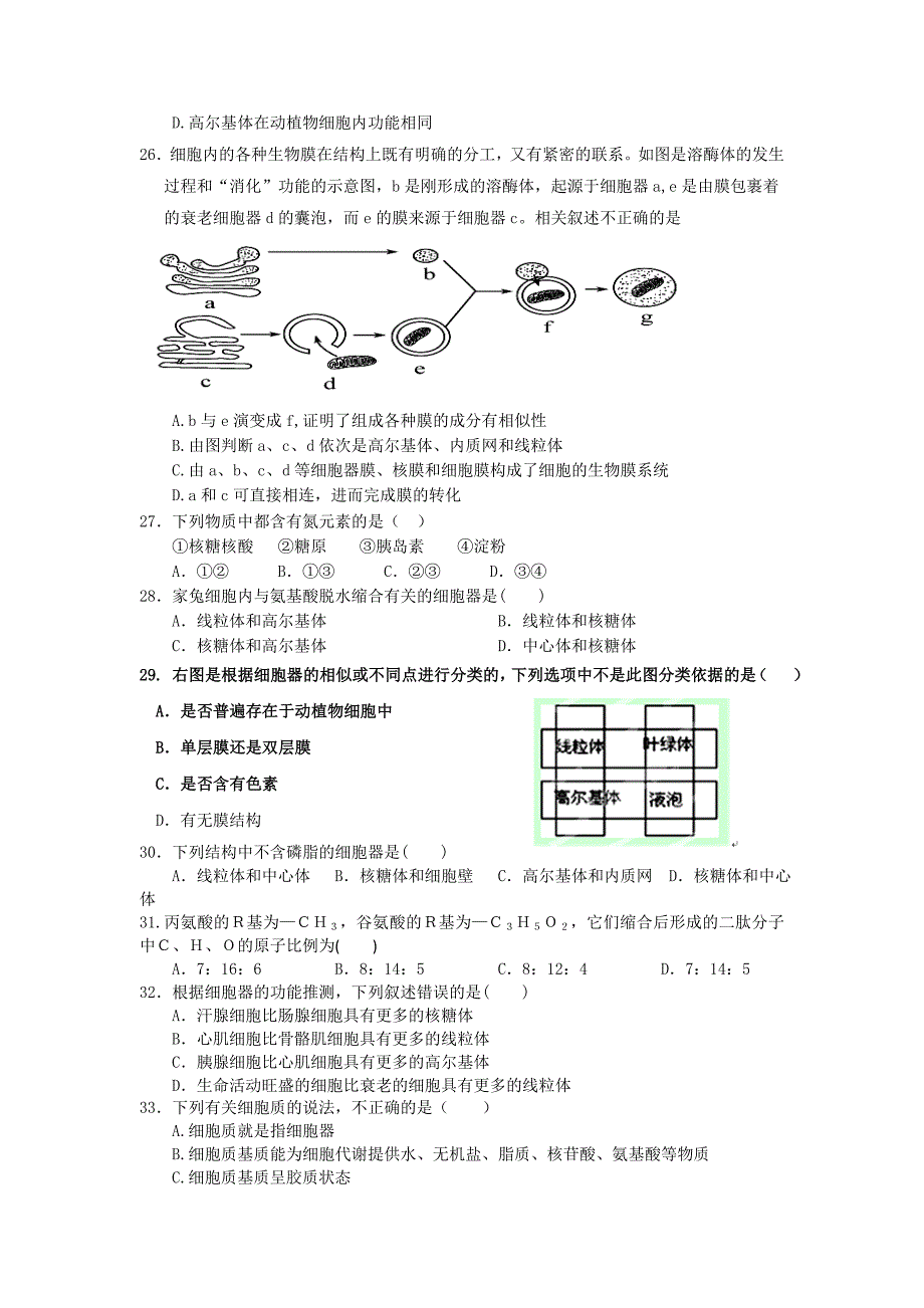 江西省2011-2012学年高一下学期期中考试 生物试题_第4页