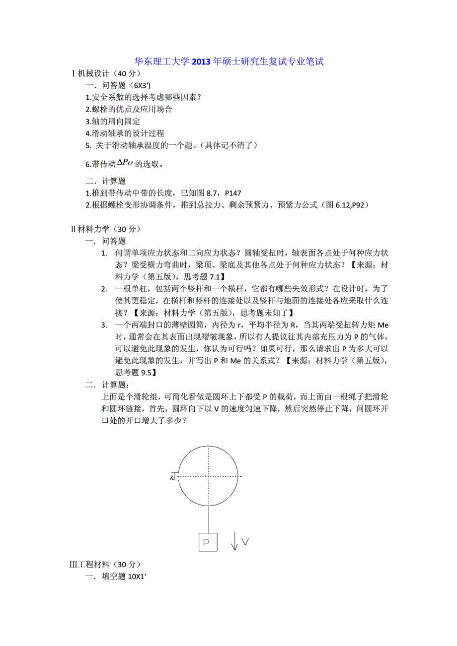 华东理工大学 机械学院硕士研究生复试资料_下载_第1页