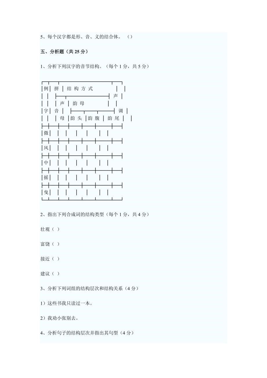 现代汉语复习题无答案_第5页