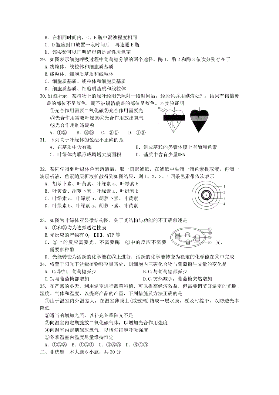 江苏省涟水中学2014-2015学年高一12月月考生物试题含答案_第4页