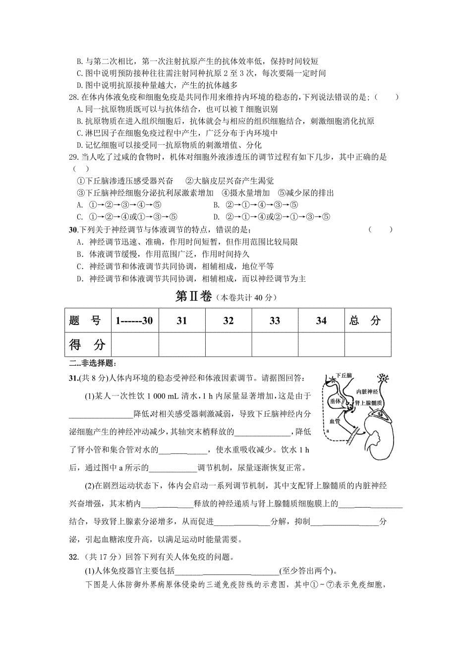 河南省信阳市新县高级中学2012-2013学年高二上学期第四次月考生物试题_第5页