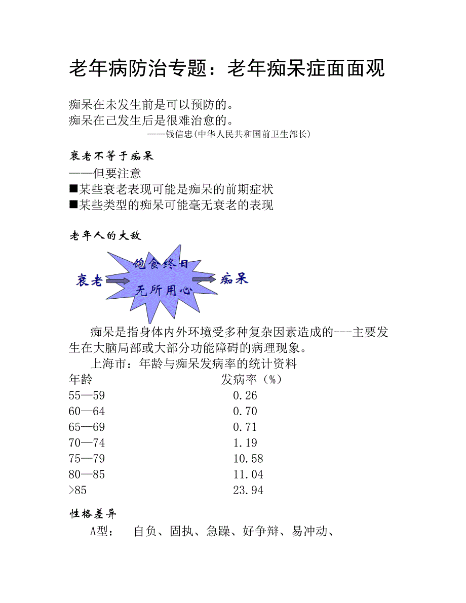 老年病防治专题老年痴呆症面面观_第1页