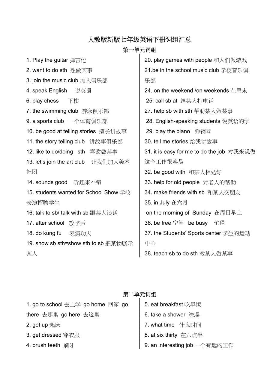 新课标七年级英语上册册词组汇总_第1页