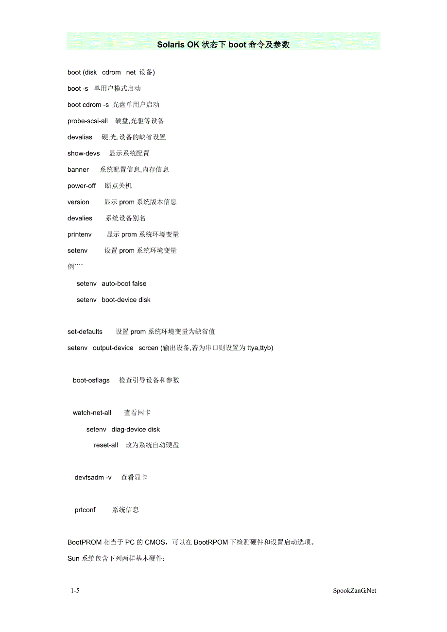 Solaris_OK状态下boot命令及参数_第1页