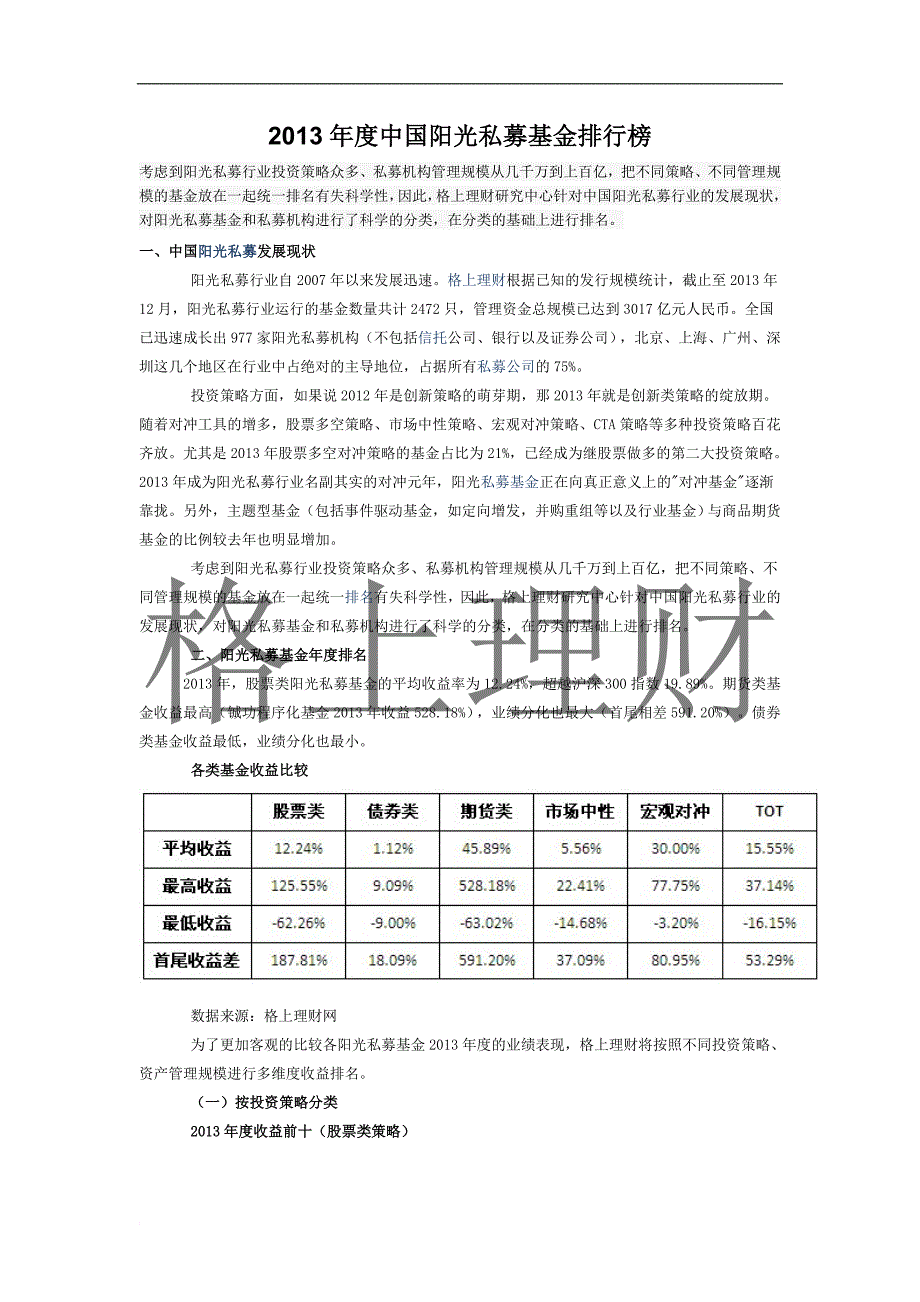 2013阳光私募基金排行榜_第1页