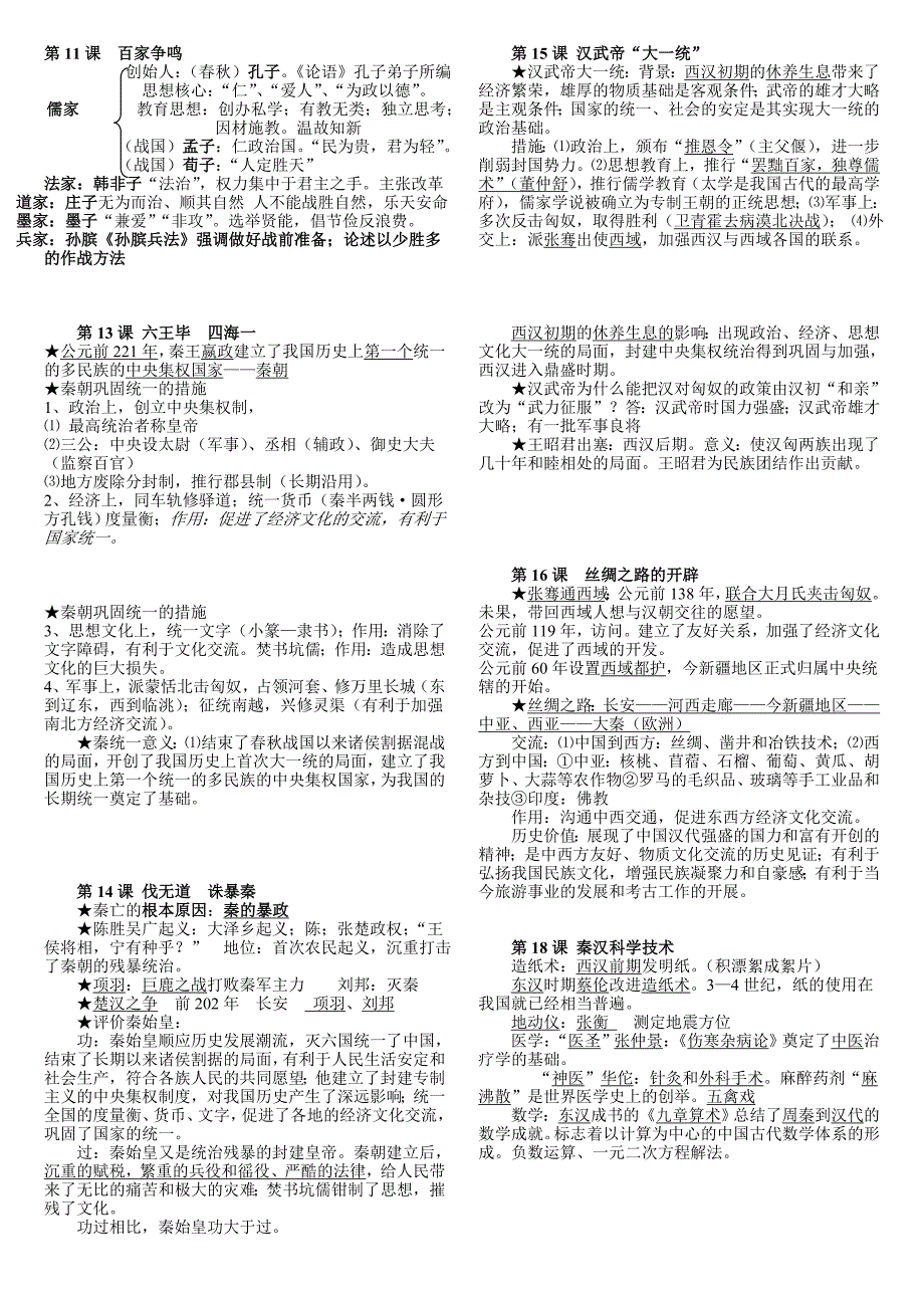 历史七年级上册复习提纲卡片版_第2页