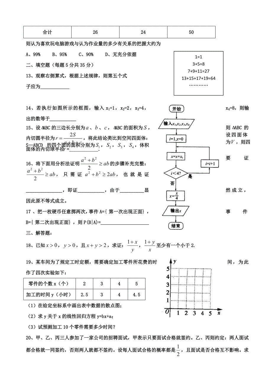 陕西省三原县北城中学2014-2015学年高二下学期第一次月考数学（文）试题 缺答案_第3页