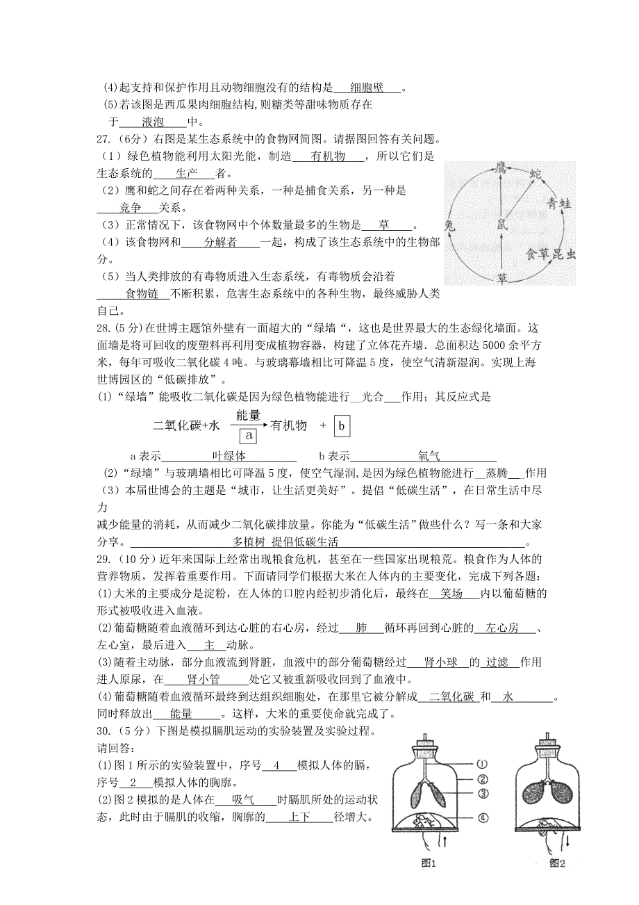 新课程标准初中生物中考模拟题_第3页