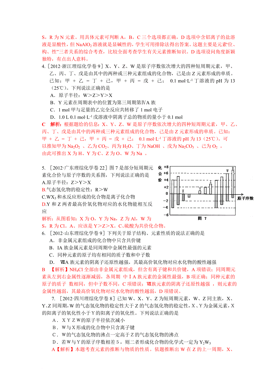 2012年高考化学试题分类解析汇编：物质结构 元素周期律_第2页