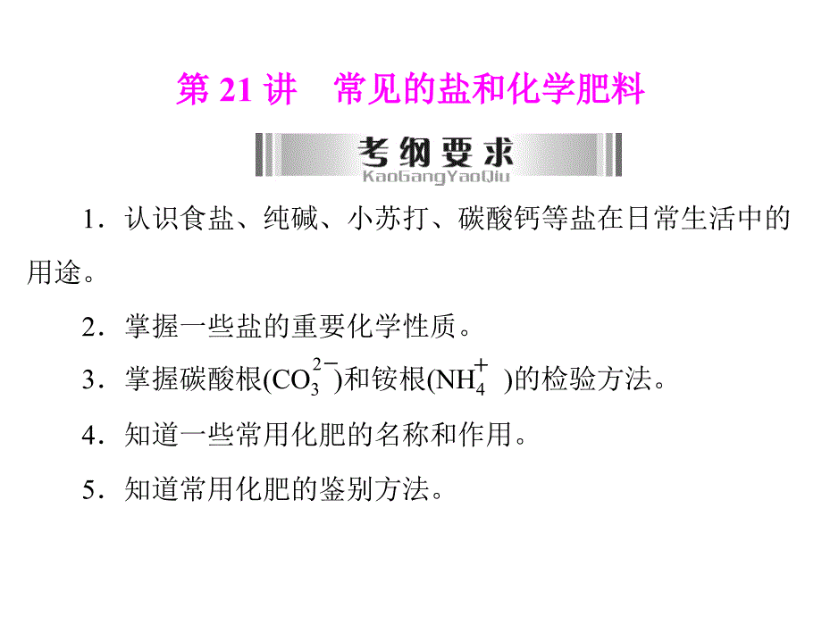 2014年广东省中考化学复习课件第21讲常见的盐和化学肥料_第1页