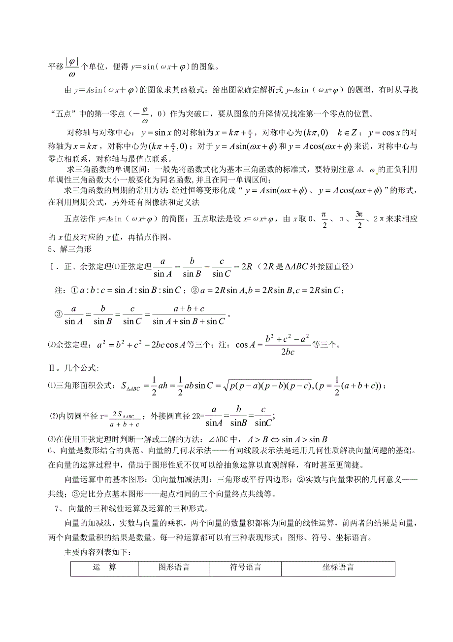 数学二轮复习专题三角函数与平面向量教案_第4页