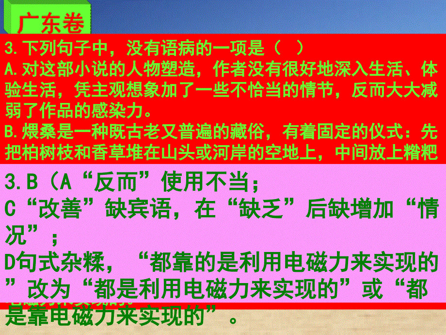 2008年全国高考病句汇总详解_第4页