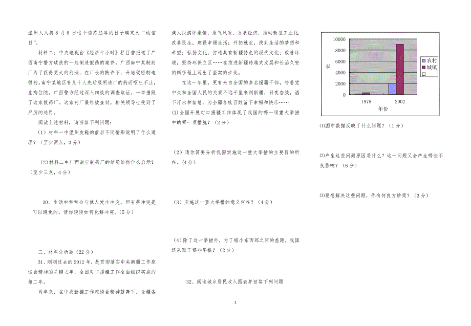 八年级人民版思想品德下册期末试题_第3页