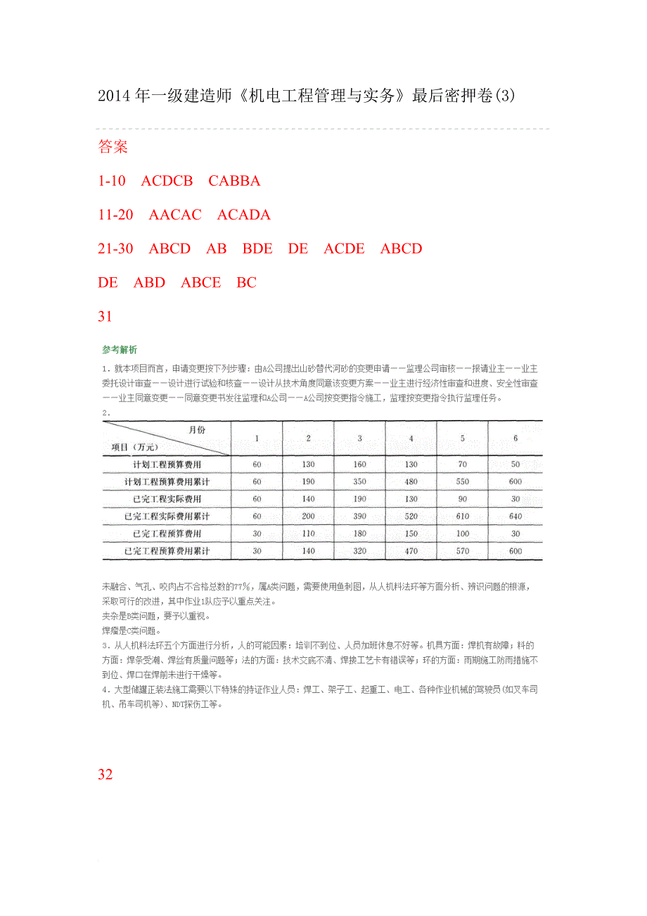 【答案-第3套押卷】2014一建机电实务密押卷3_第1页