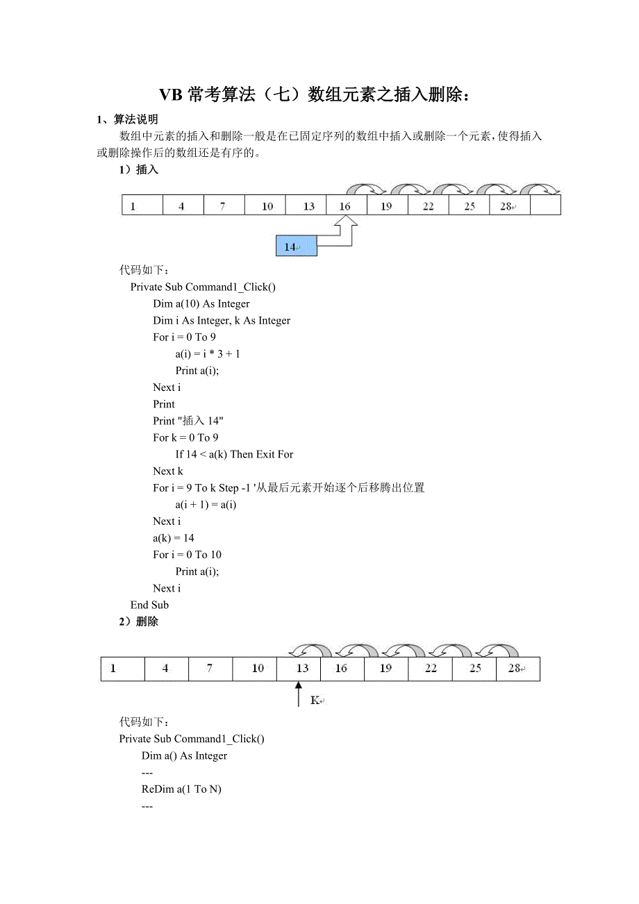 VB常用算法——数组元素插入与删除_第1页