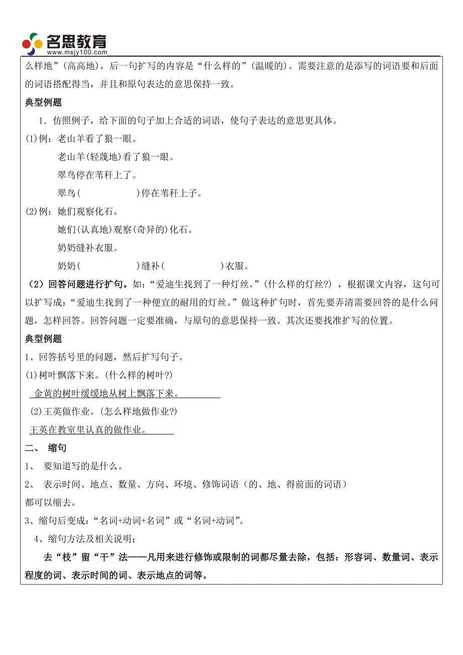 四年级句子练习(扩句、修改病句)_第2页