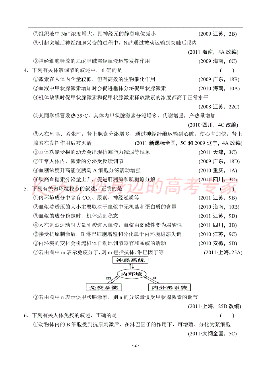 2013高考生物一轮复习教案：第八单元  高考集训+题型特训(八)_第2页