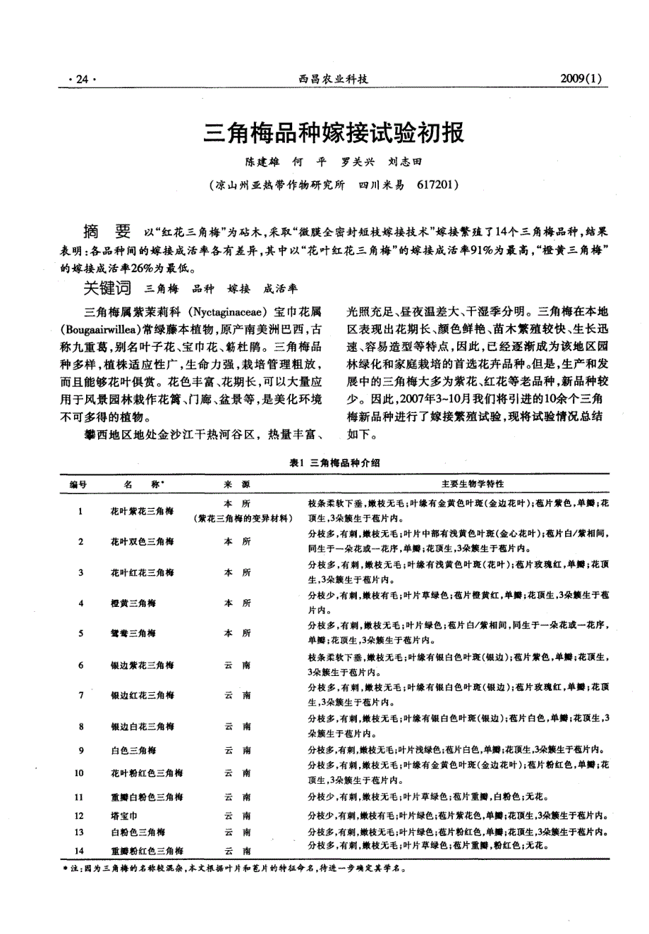 三角梅品种嫁接试验初报_第1页