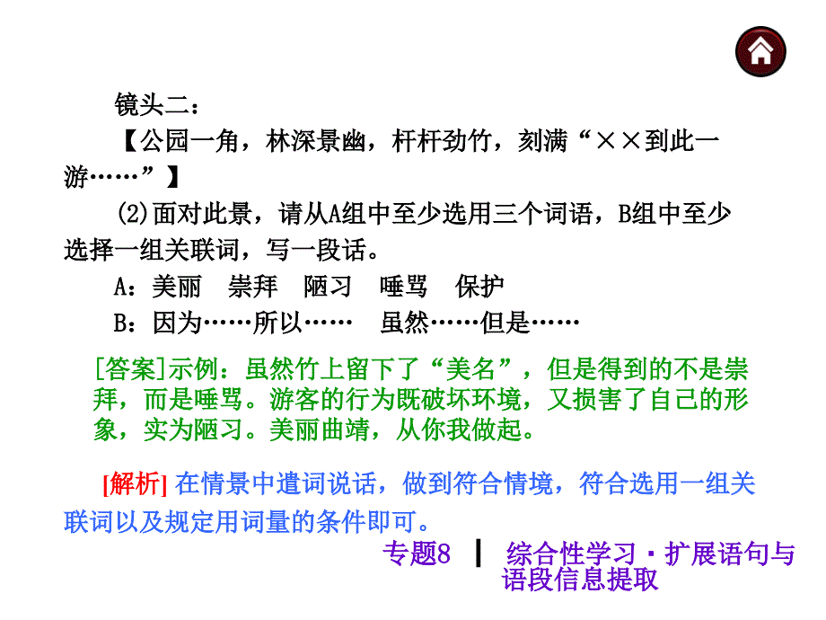 2014素材化中考语文专题总复习课件专题8综合性学习·扩展语句与语段信息提取_第4页