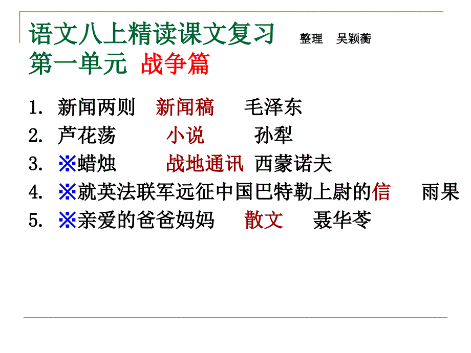 人教版语文八年级上重点课文期末复习_第1页