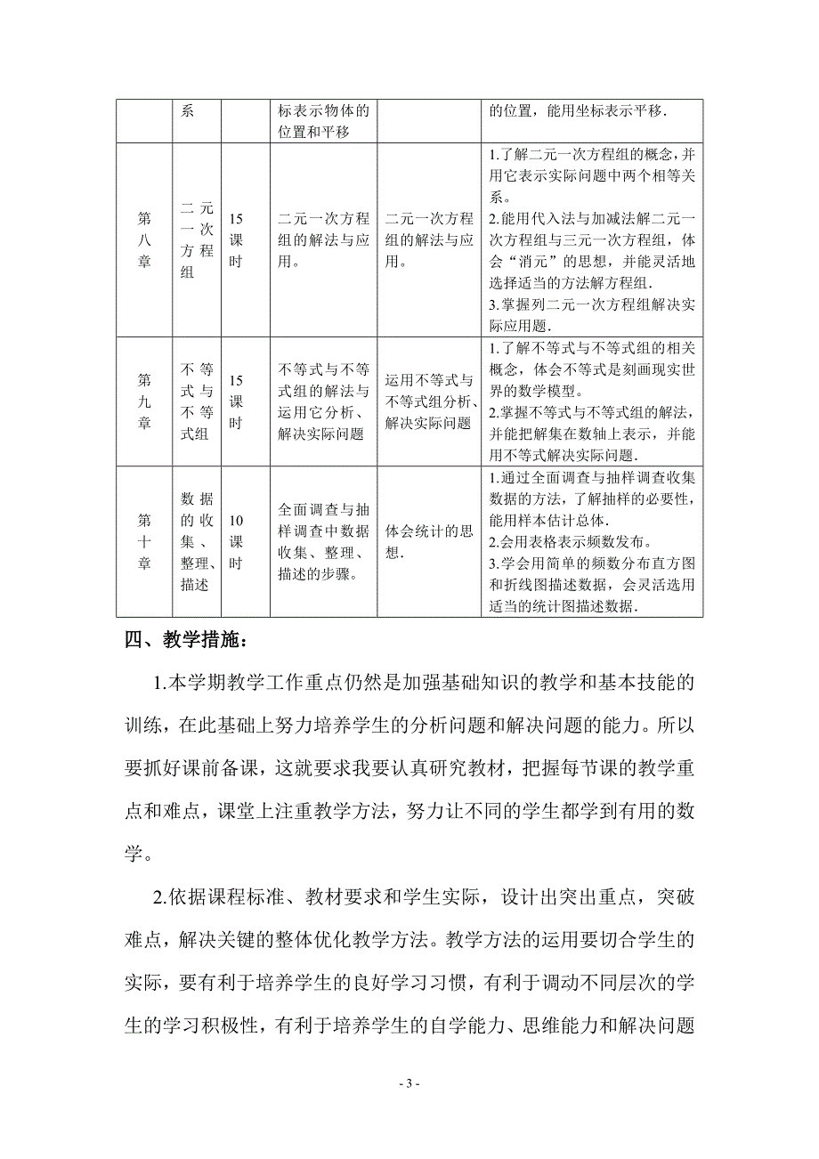 2013-2014年最新人教版七年级下数学教学计划_第3页