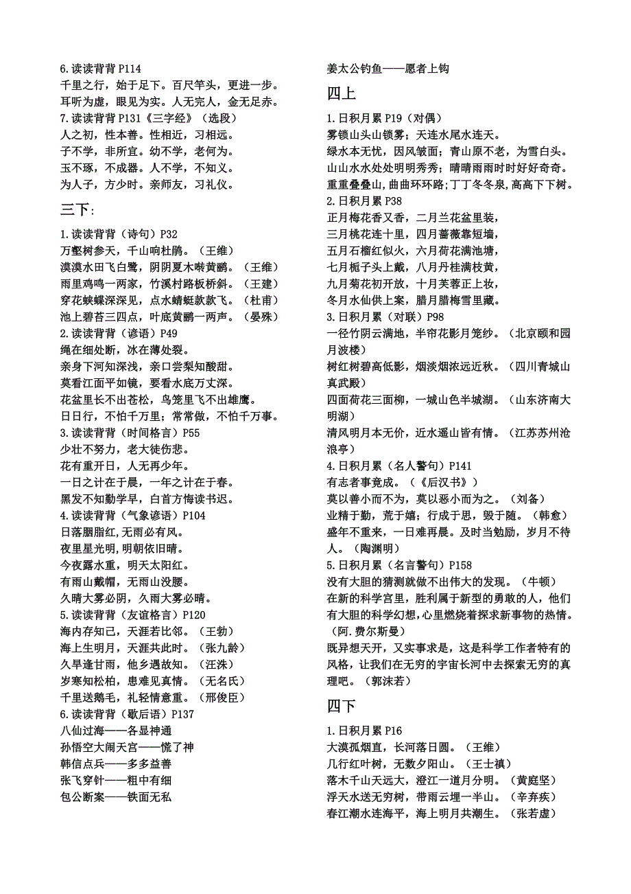 人教课标版二到六年级日积月累集锦_第2页