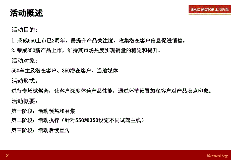 上海荣威汽车试驾体验方案计划_第2页