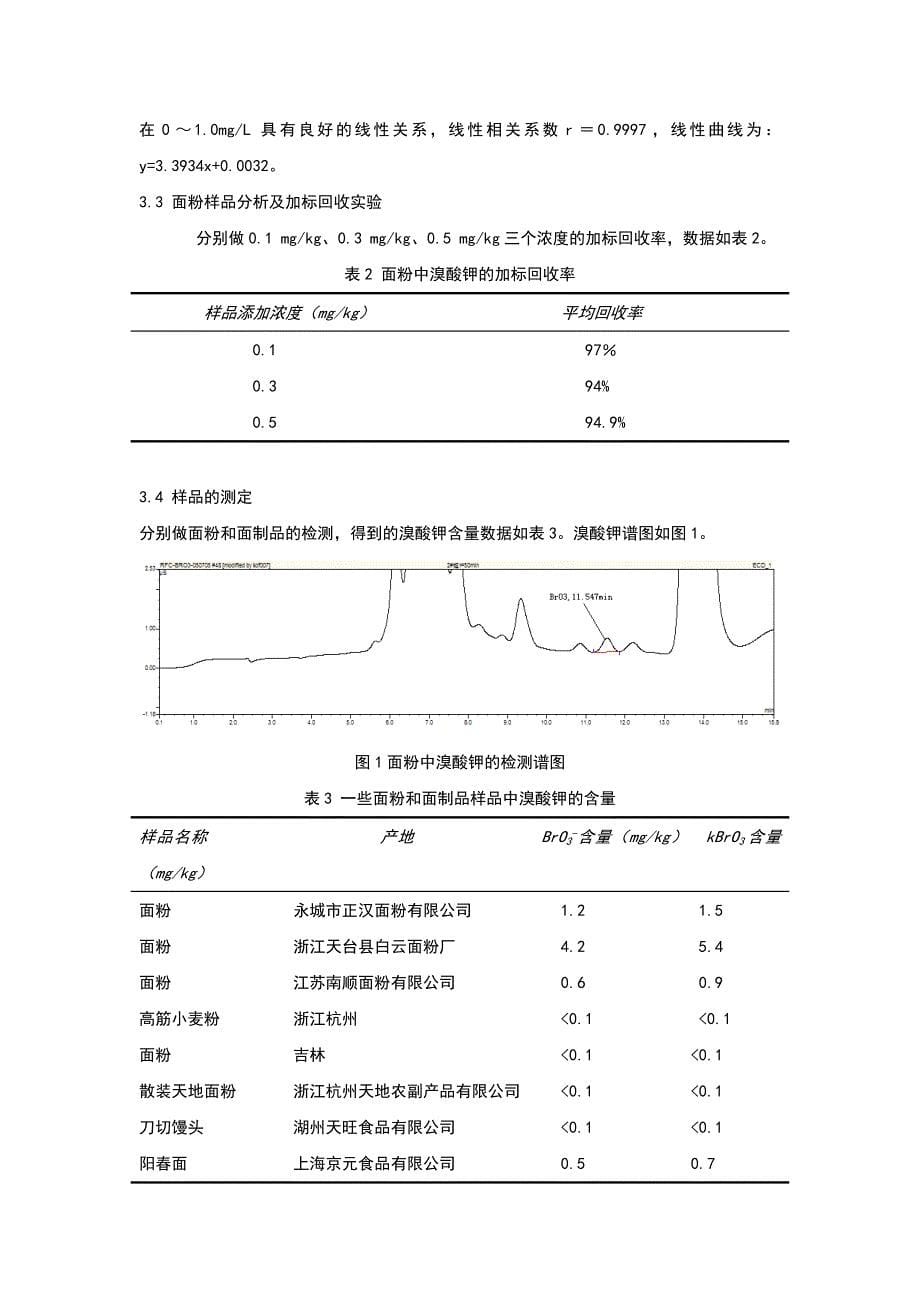 面粉中微量溴酸钾的离子色谱检测方法_第5页