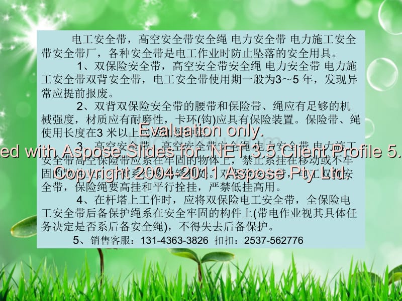 电力专用双保险安全带、全身式安全带材质佩戴方法_第4页