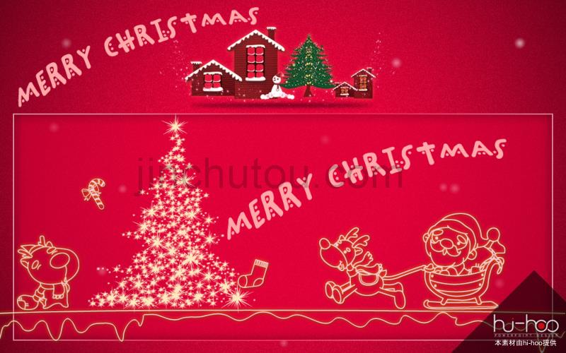 红色主题圣诞节音乐贺卡ppt模板_第3页