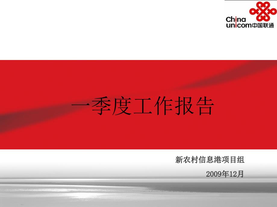 中国联通新农村信息港项目组2009年一季度工作报告_第1页