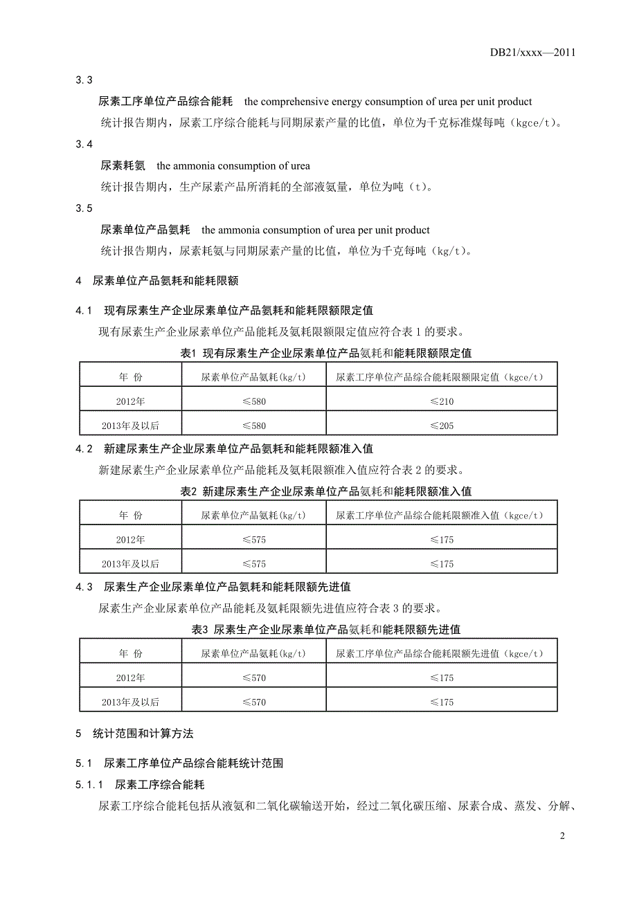 DB21∕T 1943-2012 尿素单位产品能源消耗限额与计算方法_第4页