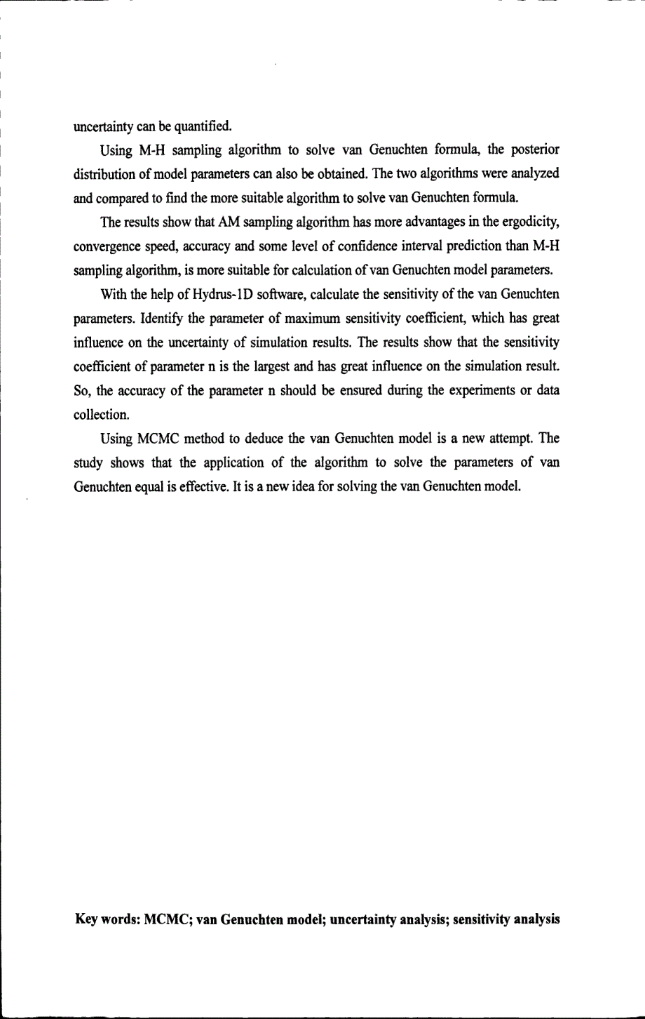 马尔科夫链蒙特卡罗法(MCMC)在van Genuchten模型参数不确定性分析中的应用_第1页