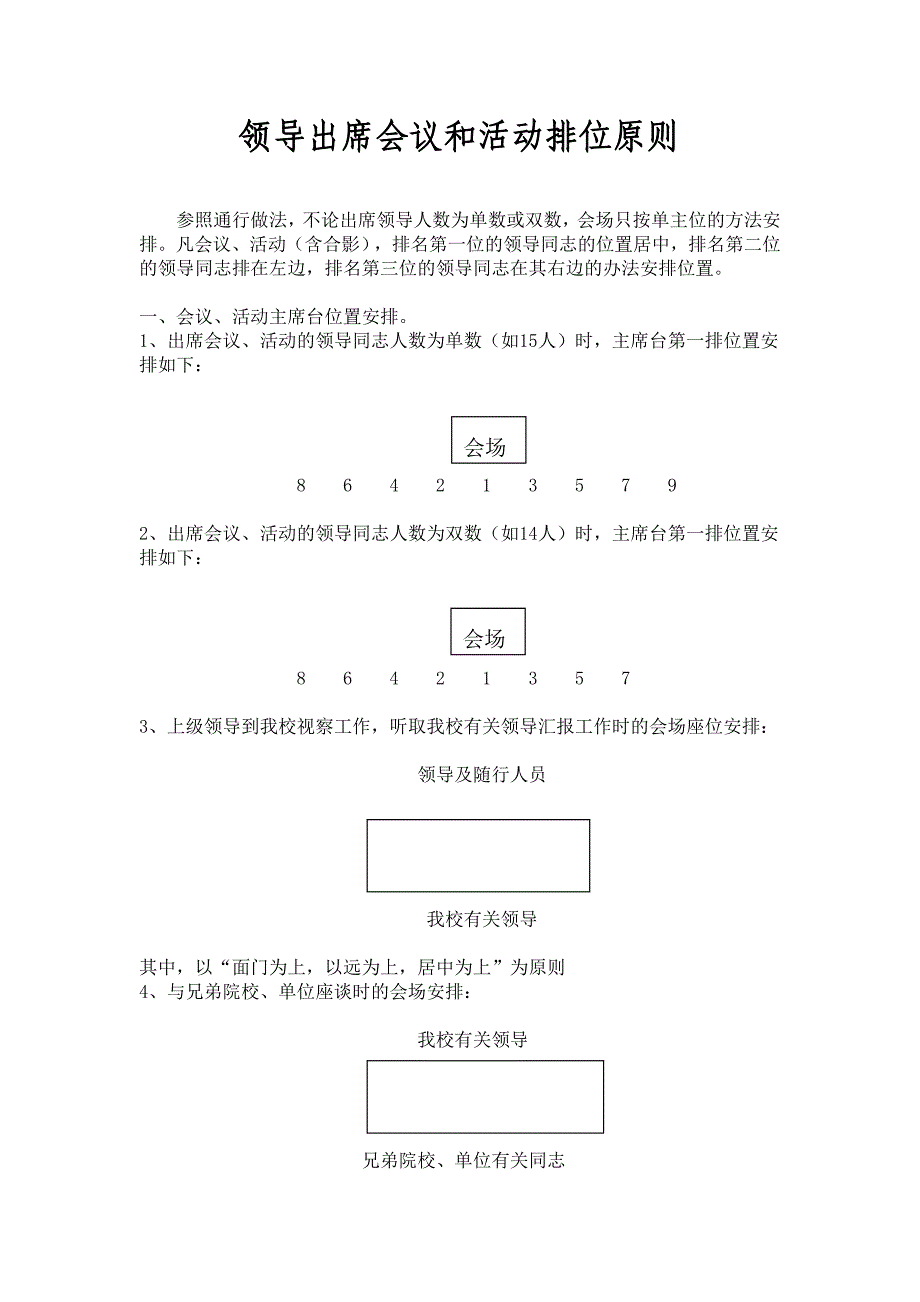 领导参加会议和活动排位原则_第1页