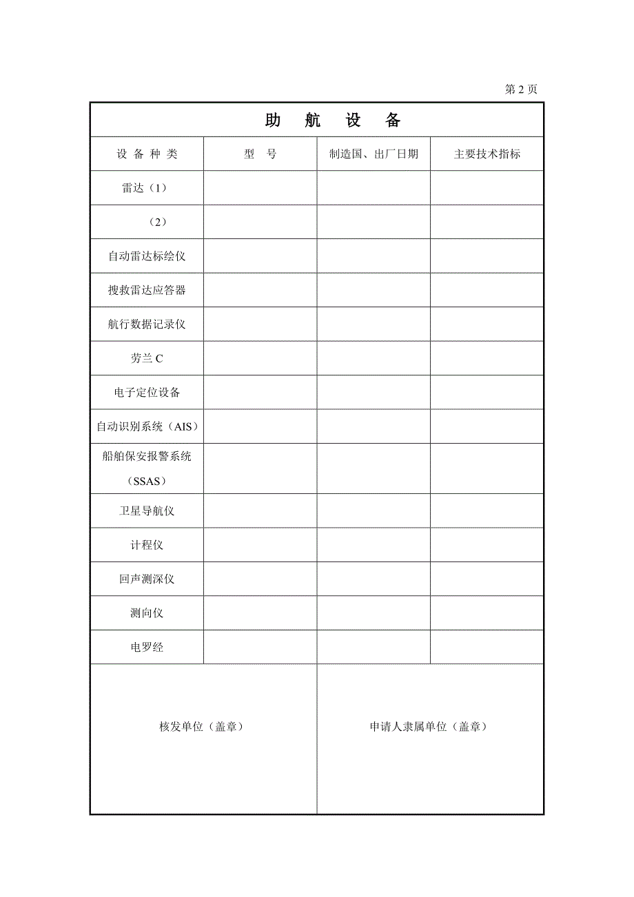 船舶电台设备核定表_第2页