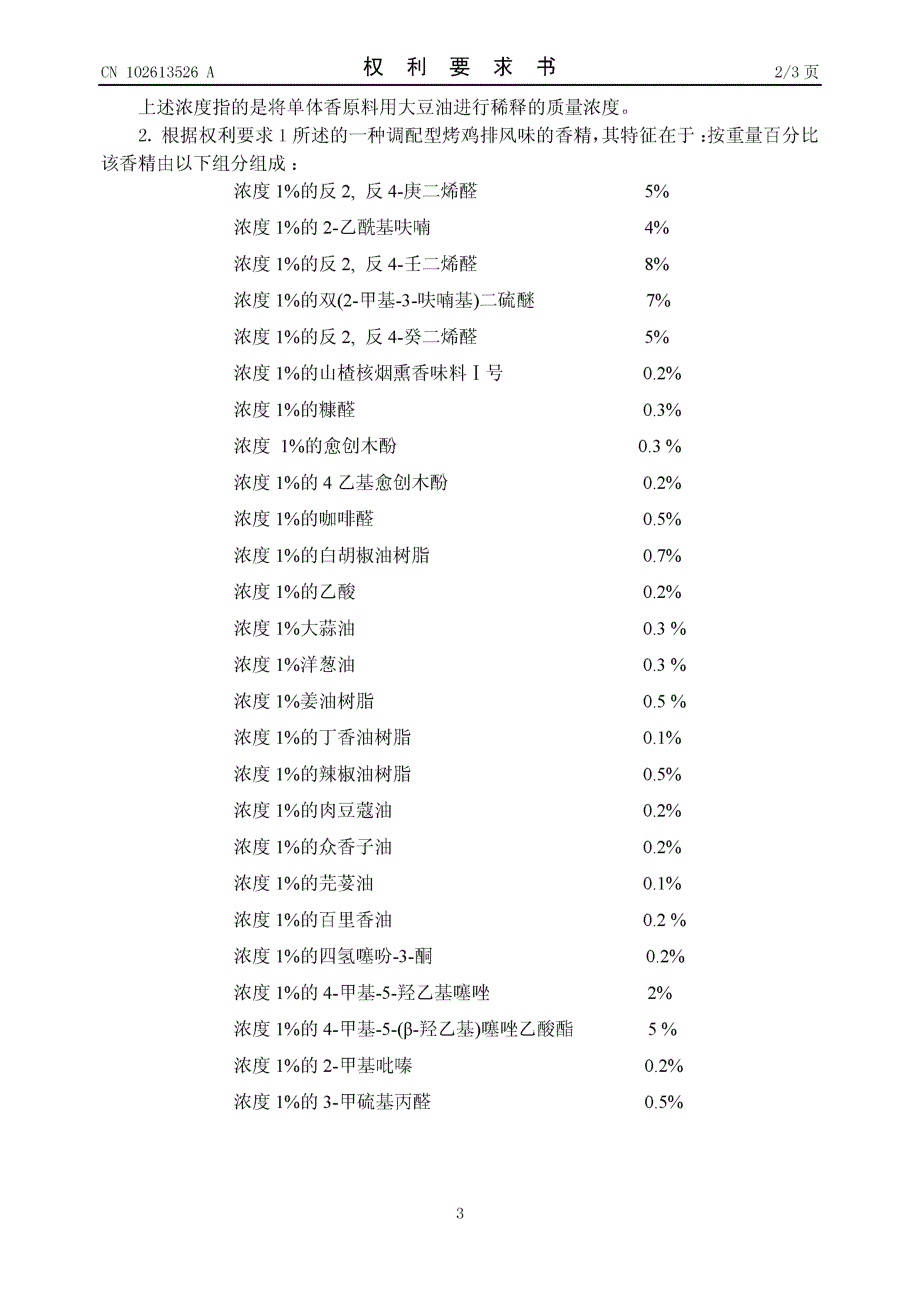CN201210122725.9-一种调配型烤鸡排风味香精及其制备方法_第3页