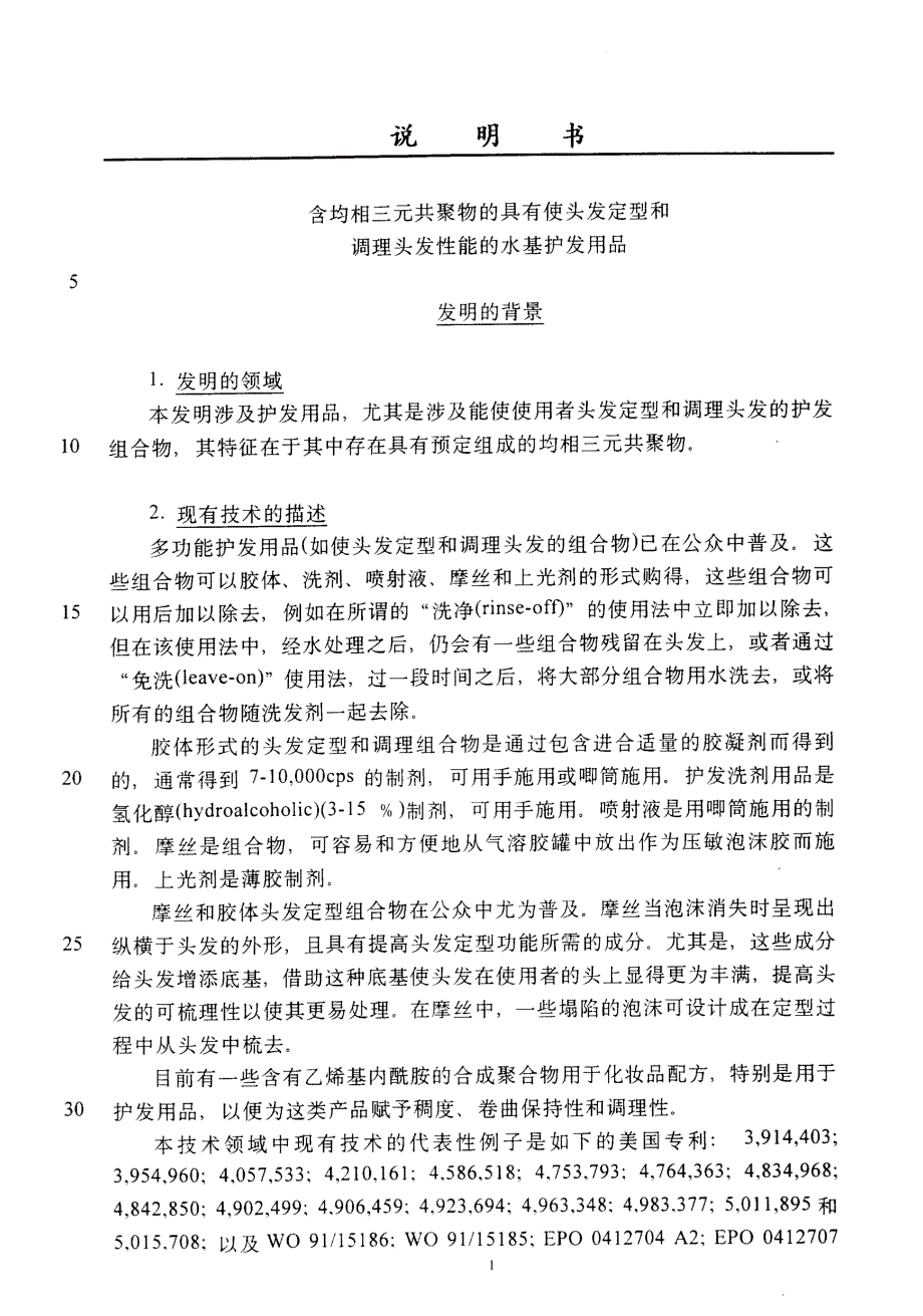 CN95197086.0-含均相三元共聚物的具有使头发定型和调理头发性能的水基护发用品_第4页