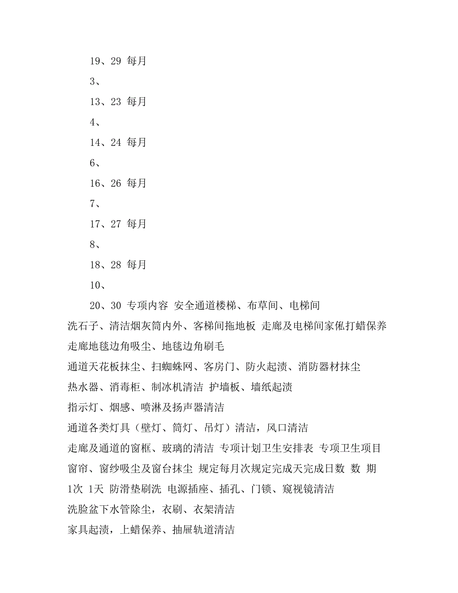 客房部计划卫生安排表_第3页