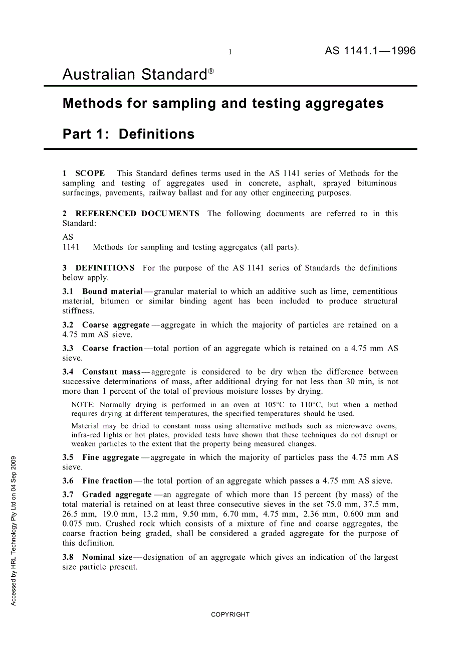 AS 1141.1-1996 集料(砂砾类骨料)的抽样和测试方法 第1部分：定义_第1页