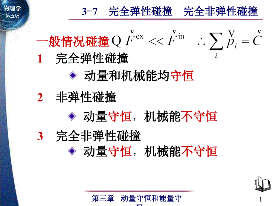 第三章 3-7 完全弹性碰撞 完全非弹性碰撞_第1页