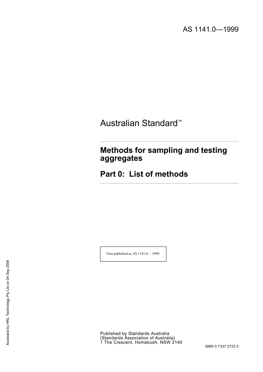 AS 1141.0-1999 集料(砂砾类骨料)的抽样和测试方法 第0部分：方法目录_第3页