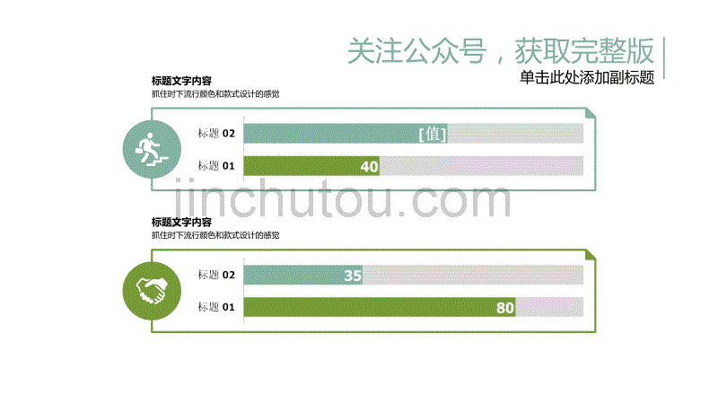 扁平化图表绿叶小清新工作报告通用商务ppt模板_第5页